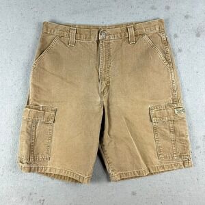 Wrangler Canvas Cargo Shorts Mens 34 x 10 Brown Utility Casual Workwear Regular
